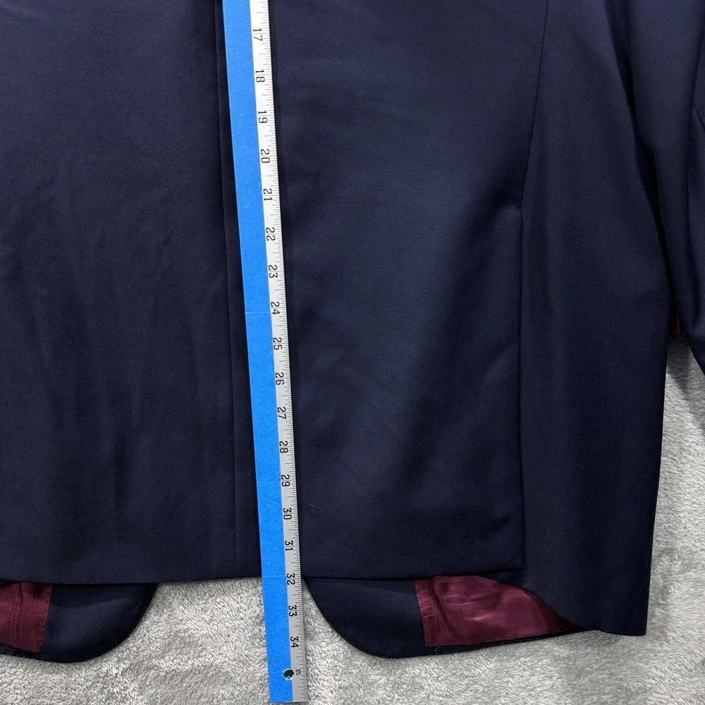 J.Hilburn Blazer Mens 47L Navy Blue Classic Fit Wool Suit Jacket Vitale Barberis